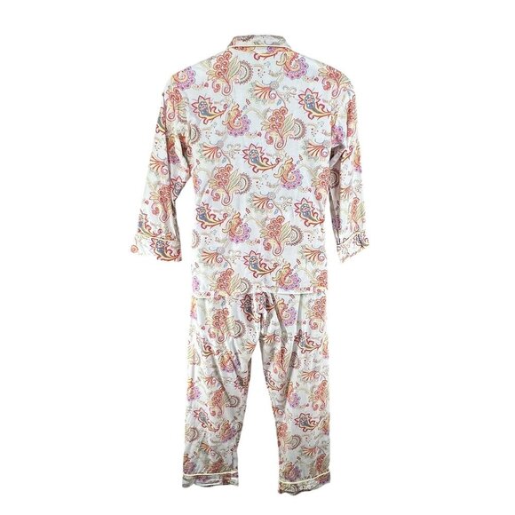 BedHead Anthropologie Women 8 Paisley PJ Set Cropped Comfy Lounge Quiet Luxury - Picture 3 of 16
